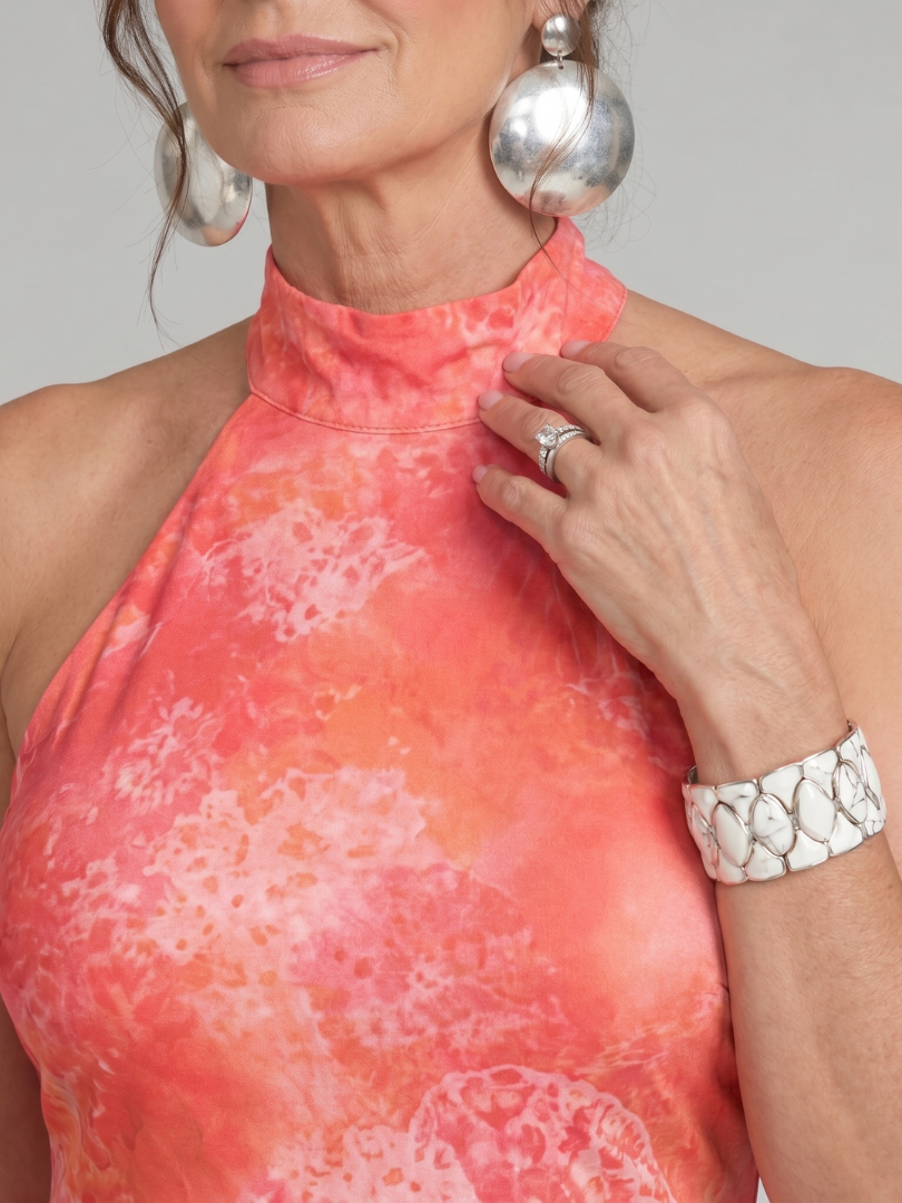 Ines™ – Sukienka maxi halter z drukowanym wzorem