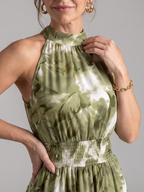 Laura™ – Sukienka midi z marszczoną talią i abstrakcyjnym wzorem