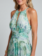 Klara™ – Plisowana sukienka midi halter w delikatne kwiaty