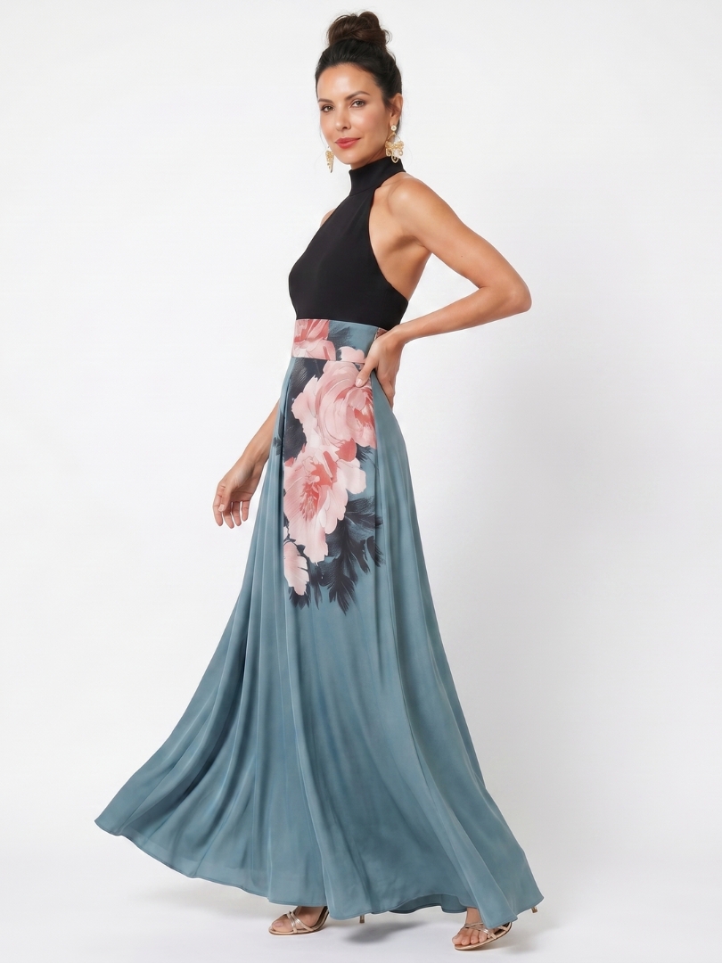 Marcelina™ – Sukienka maxi z kwiatową spódnicą