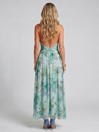 Klara™ – Plisowana sukienka midi halter w delikatne kwiaty