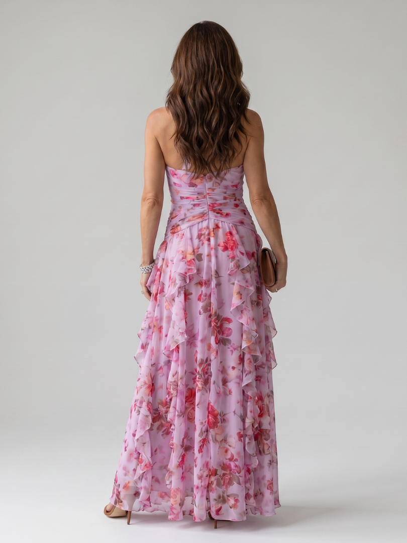 Emilia™ – Sukienka maxi w kwiaty z marszczoną górą