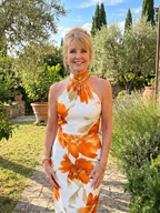 Adela™ – Sukienka midi w kwiaty z dekoltem halter