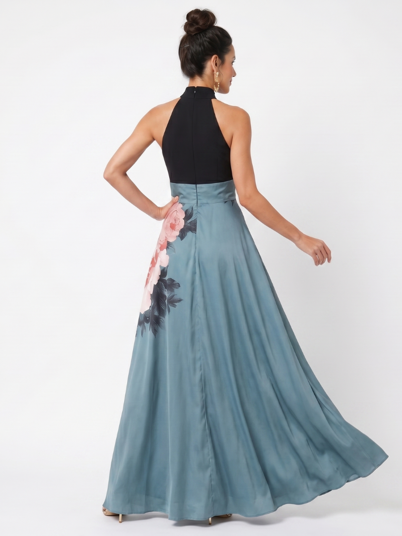 Marcelina™ – Sukienka maxi z kwiatową spódnicą