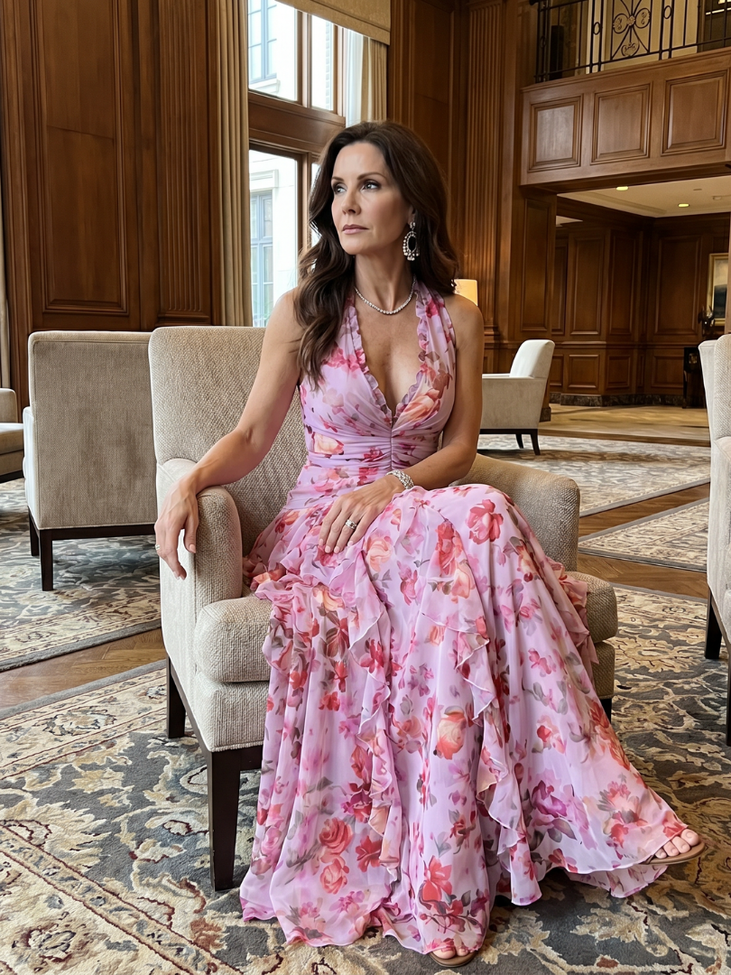 Emilia™ – Sukienka maxi w kwiaty z marszczoną górą