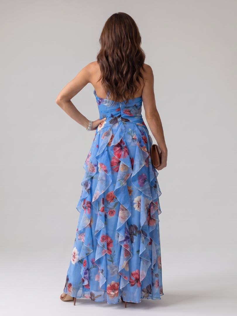 Emilia™ – Sukienka maxi w kwiaty z marszczoną górą